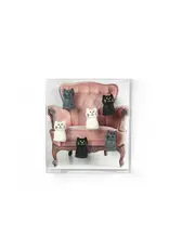 Interhal Retail Magneet Kat - Wit/Grijs/Zwart - 6st