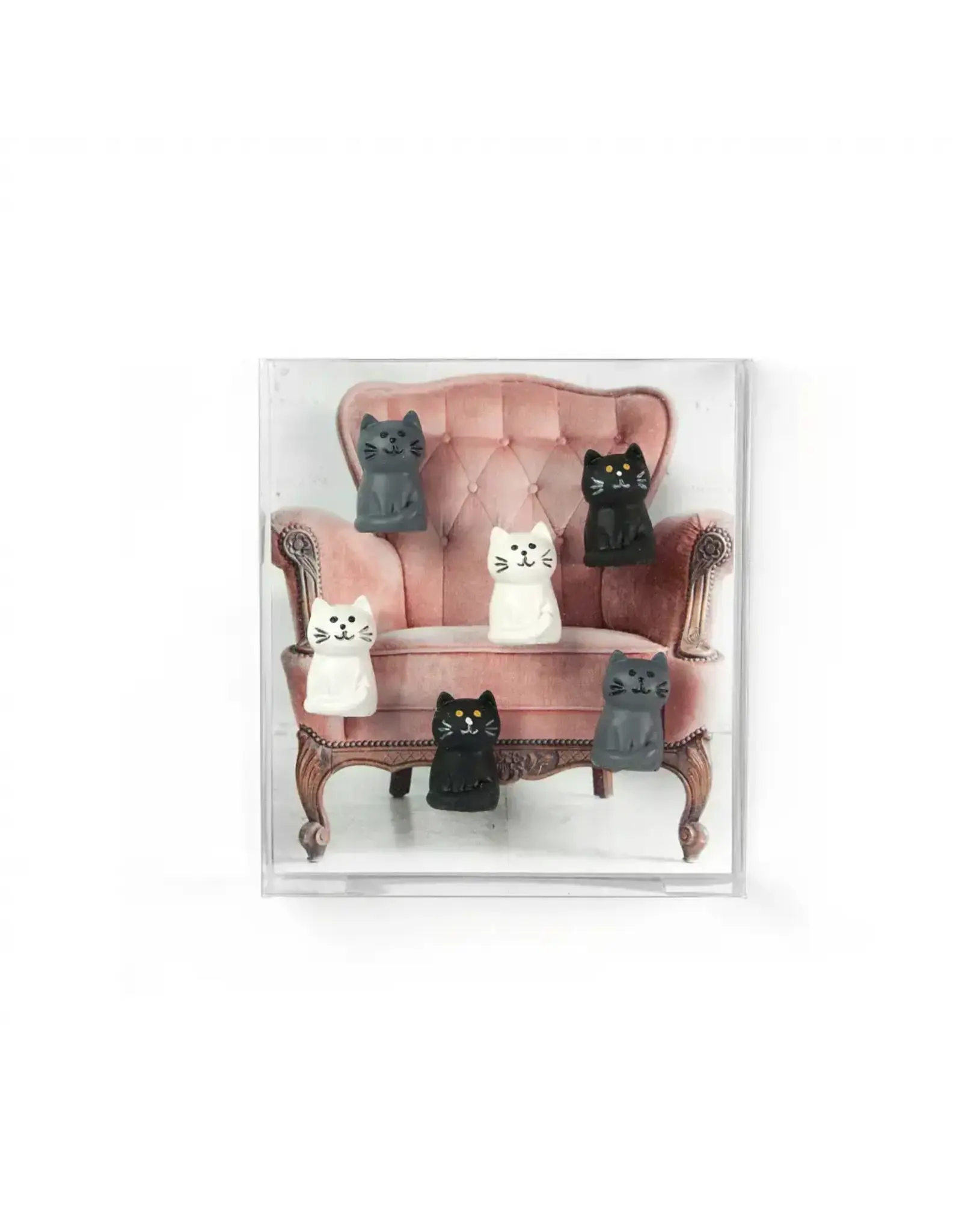 Interhal Retail Magneet Kat - Wit/Grijs/Zwart - 6st