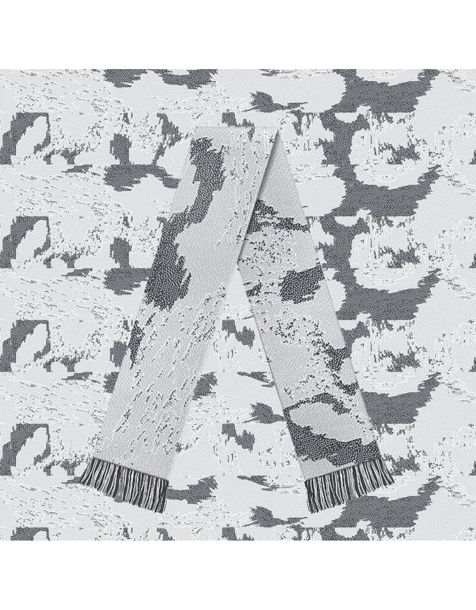 Sjaal - Wit, Lichtgrijs, Donkergrijs - Acryl - 17 x 145 cm