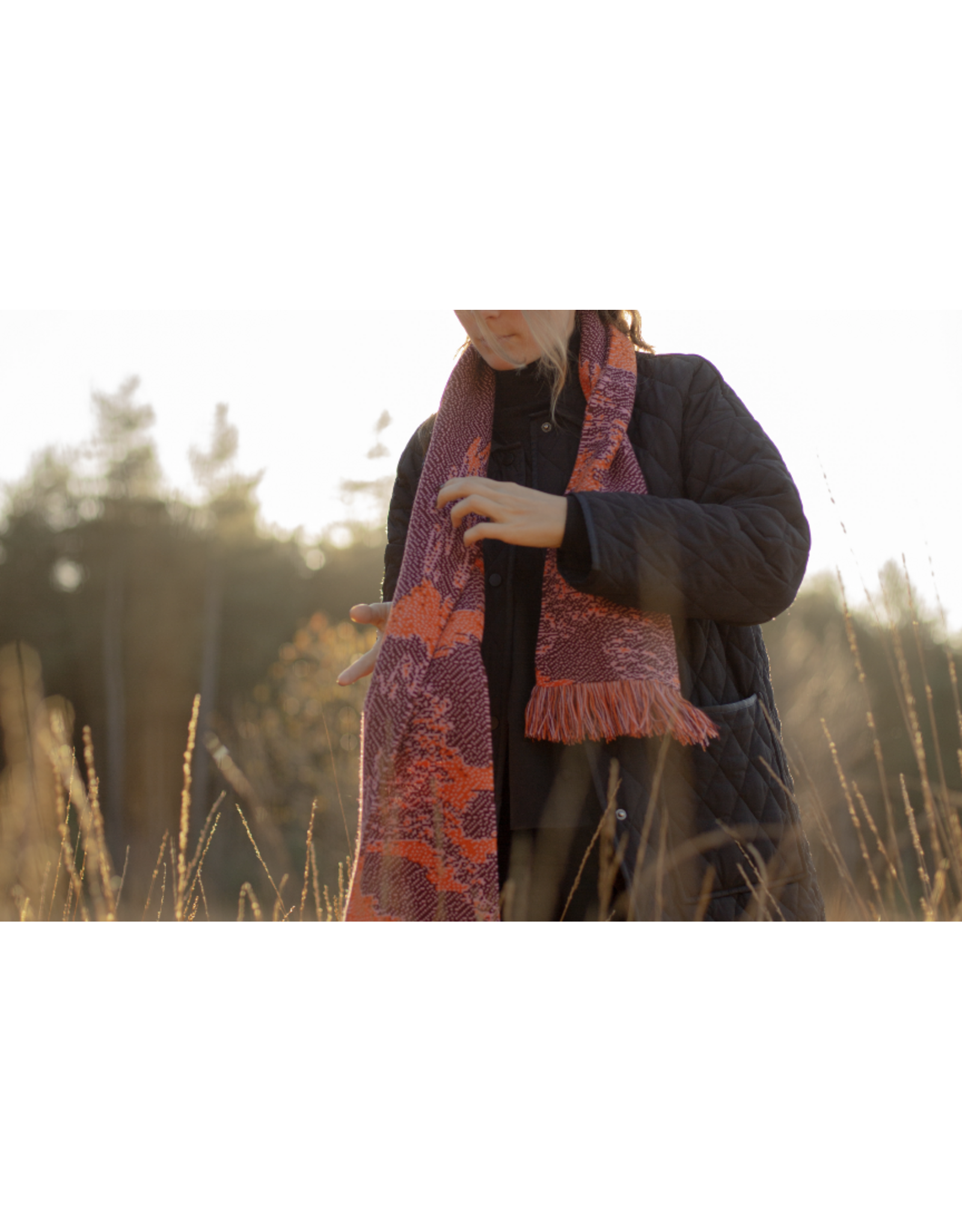 Sjaal - Wit, Lichtgrijs, Donkergrijs - Acryl - 17 x 145 cm