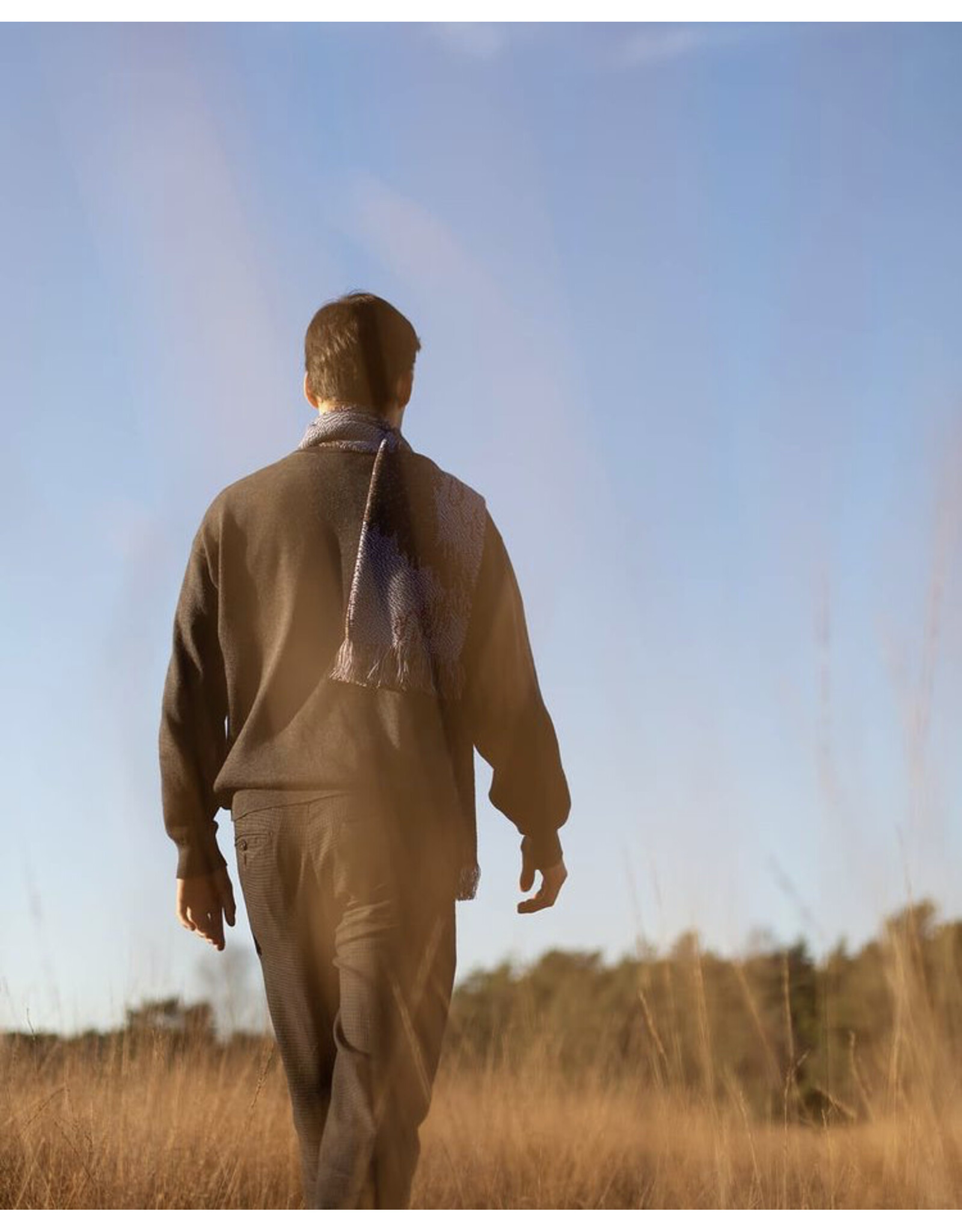 Sjaal - Wit, Lichtgrijs, Donkergrijs - Acryl - 17 x 145 cm