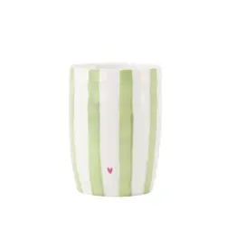 Zusss Koffiemok - Streep Lichtgroen Hartje - Ø7x9,5cm