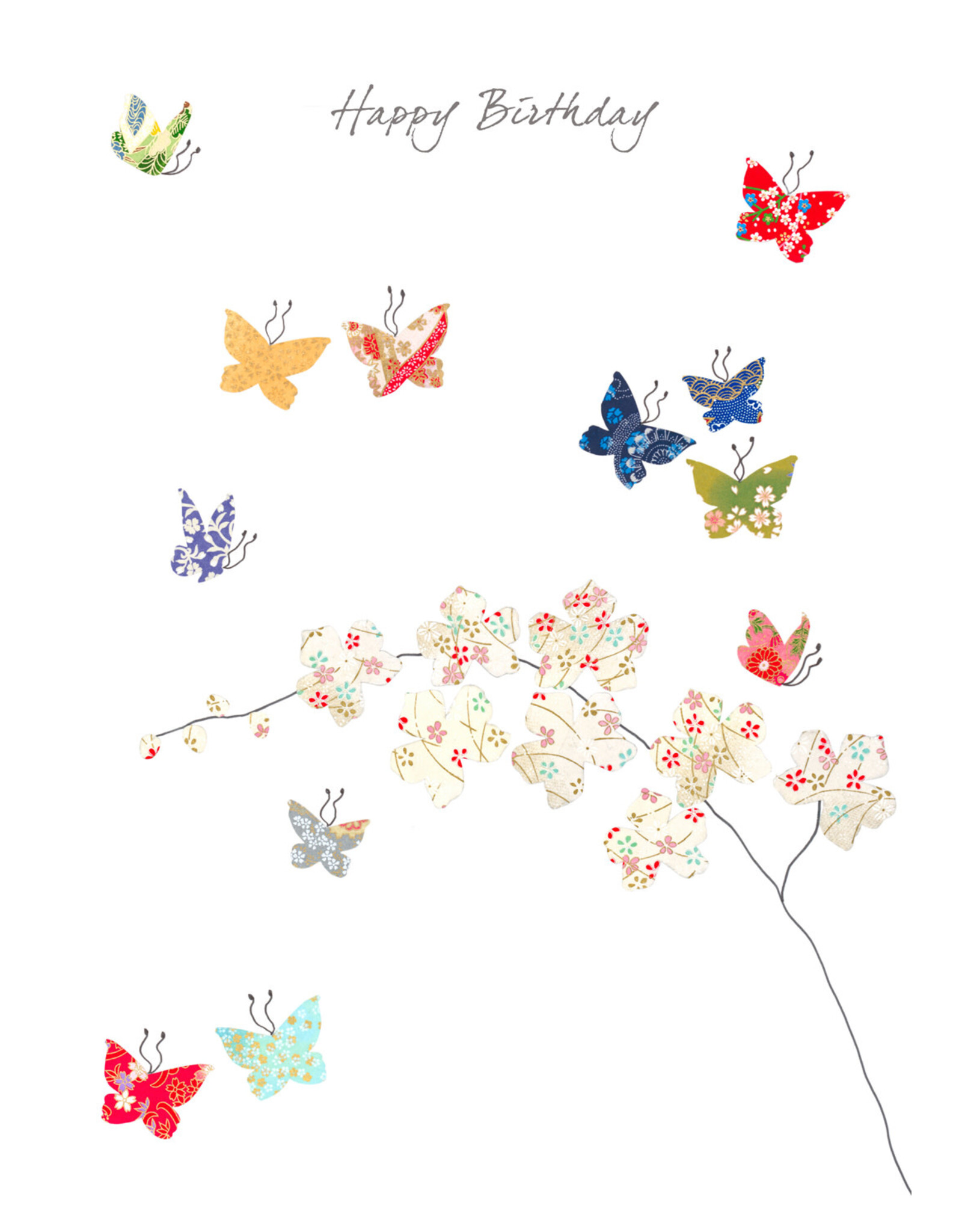 Eloise Hall Wenskaart - Butterflies & Orchids, Birthday - Dubbele Kaart + Envelop