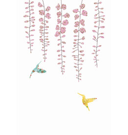 Eloise Hall Wenskaart - Wisteria & Hummingbirds  - Dubbele Kaart + Envelop