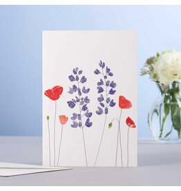 Eloise Hall Wenskaart - Lupines &  Poppies - Dubbele Kaart + Envelop