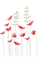 Eloise Hall Wenskaart - Anemones & Grass - Dubbele Kaart + Envelop