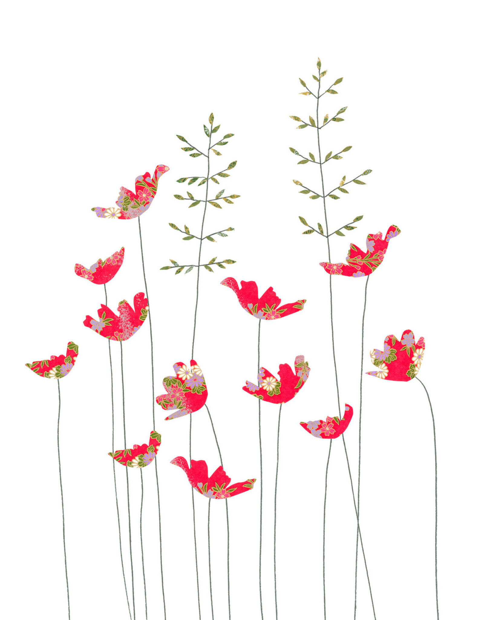 Eloise Hall Wenskaart - Anemones & Grass - Dubbele Kaart + Envelop