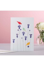 Eloise Hall Wenskaart - Birds & Thistles birthday - Dubbele Kaart + Envelop