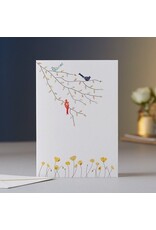 Eloise Hall Wenskaart - Three Birds & Poppies - Dubbele Kaart + Envelop