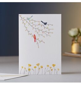 Eloise Hall Wenskaart - Three Birds & Poppies - Dubbele Kaart + Envelop