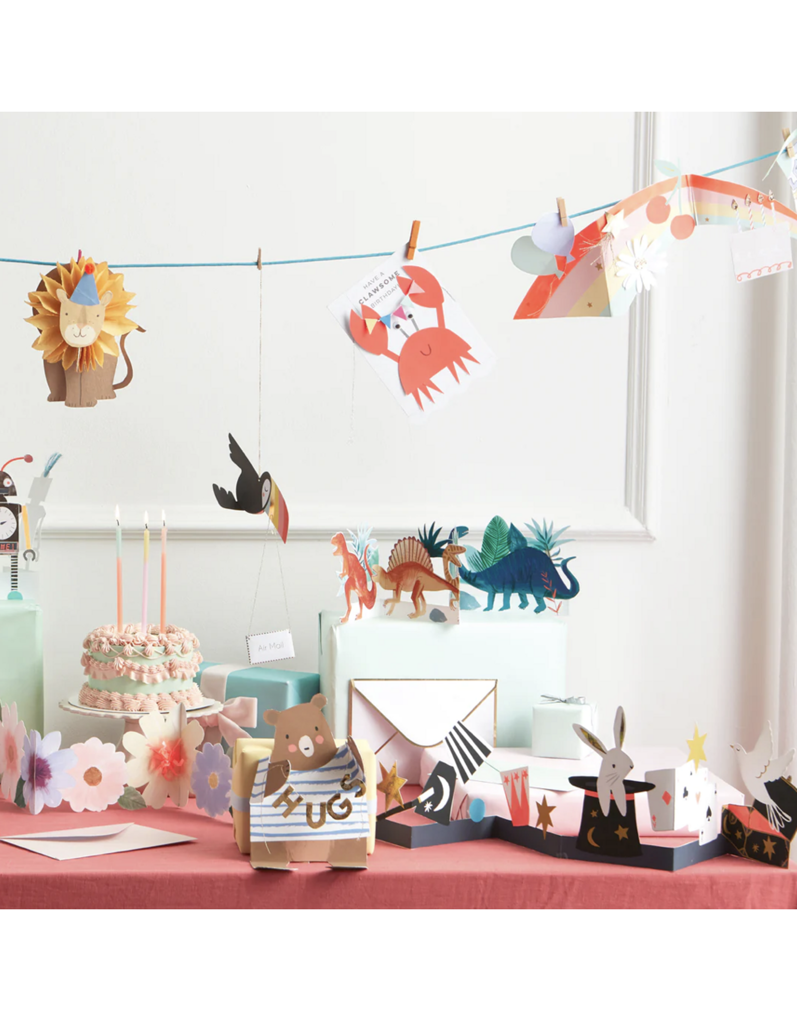 Meri Meri Wenskaart - Dinosaur Concertina Kaart + Envelop