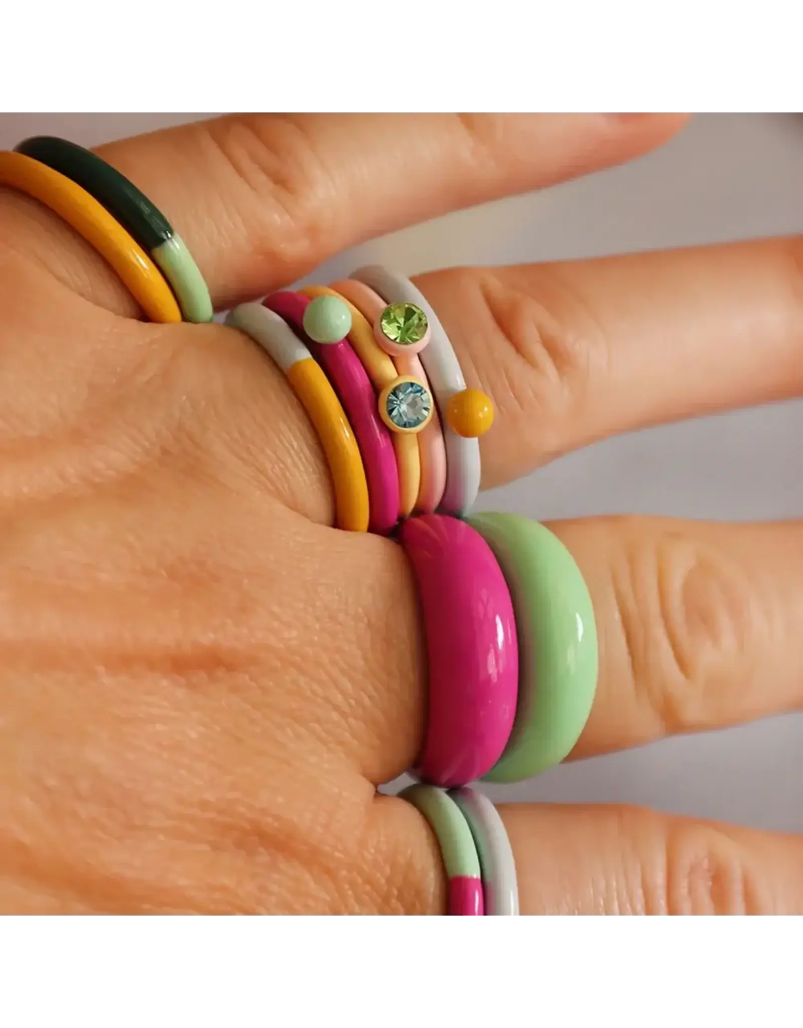 Lulu Copenhagen Double Color Ring - Electric Fuchsia Pink/Mint