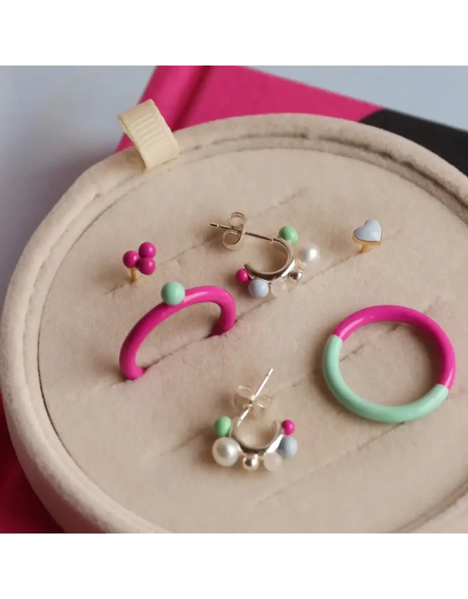 Lulu Copenhagen Double Color Ring - Electric Fuchsia Pink/Mint