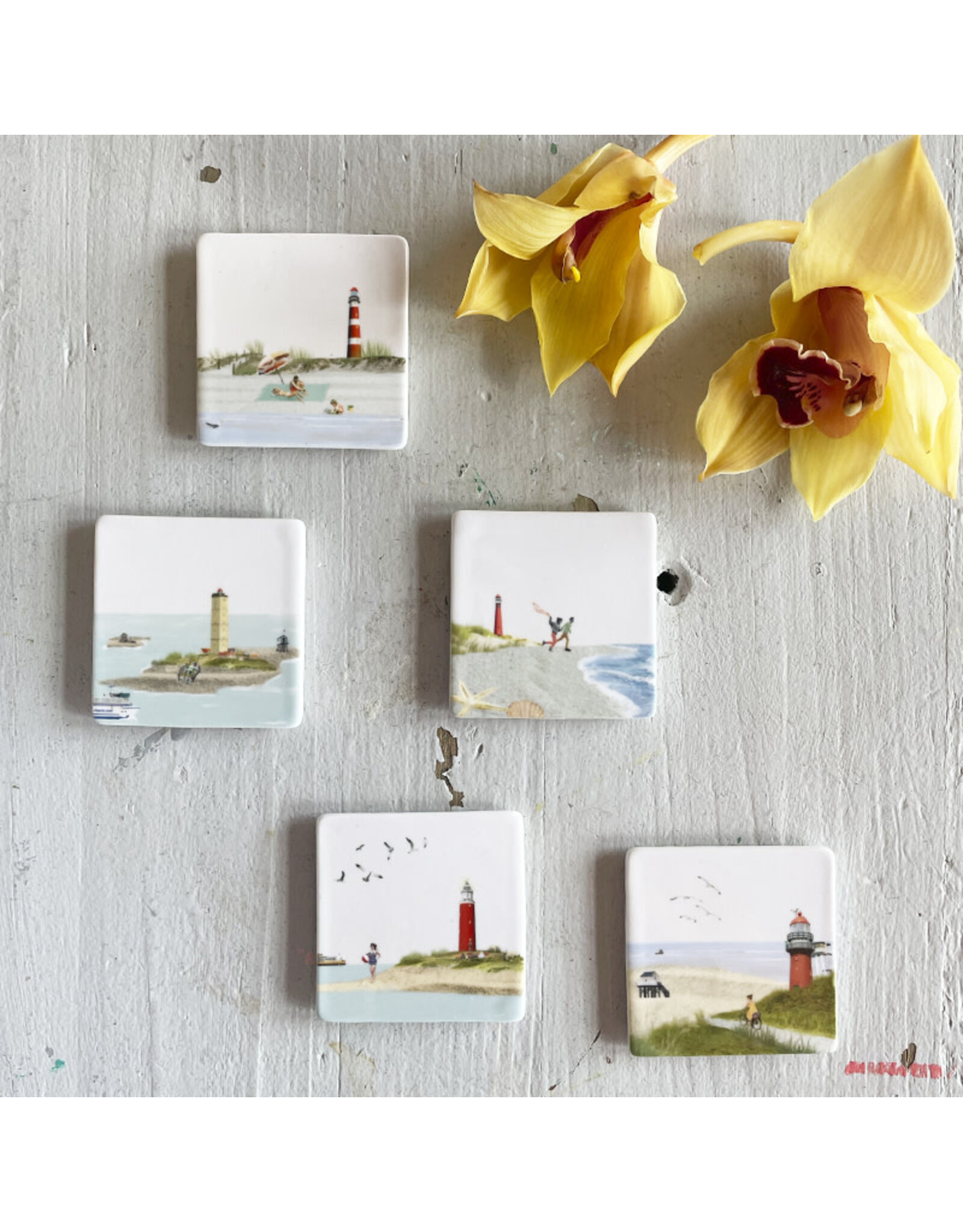 Storytiles Mini Tegel / Magneet -  Ziltig zand van Ameland- 5 x 5 cm