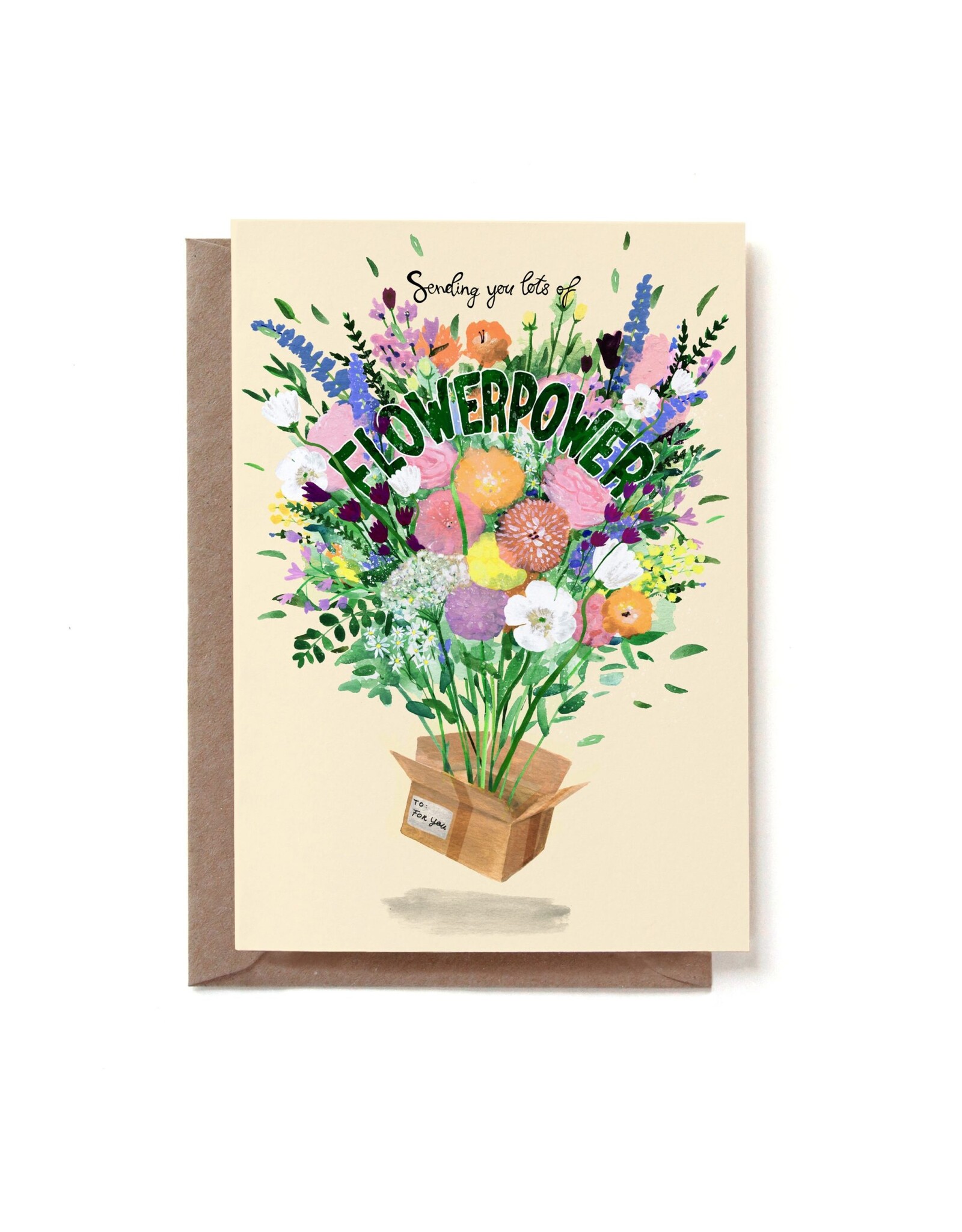 Reddish Design Wenskaart - Box Flowerpower - Dubbele kaart + Envelop