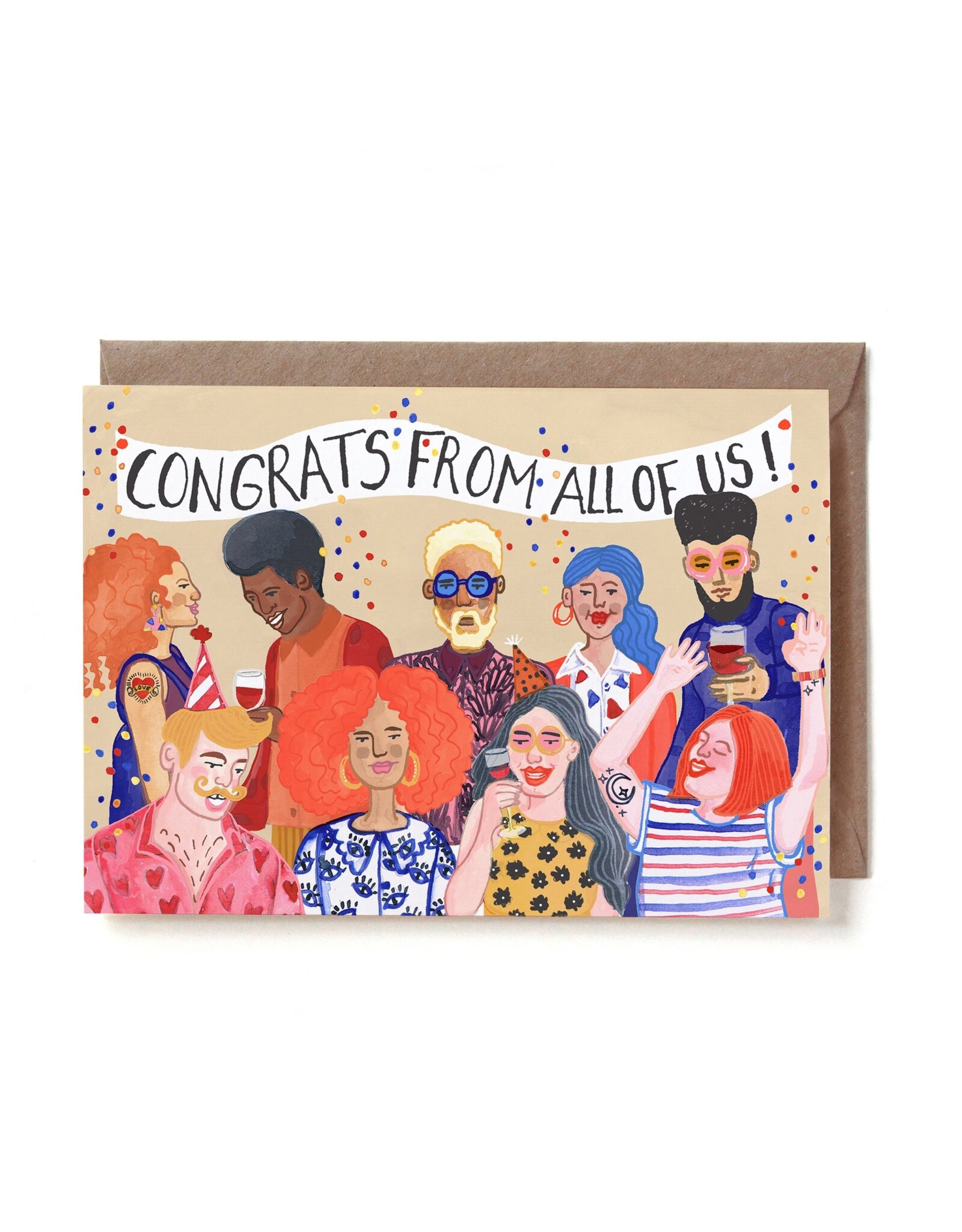 Reddish Design Wenskaart - Group Congrats - Dubbele kaart + Envelop