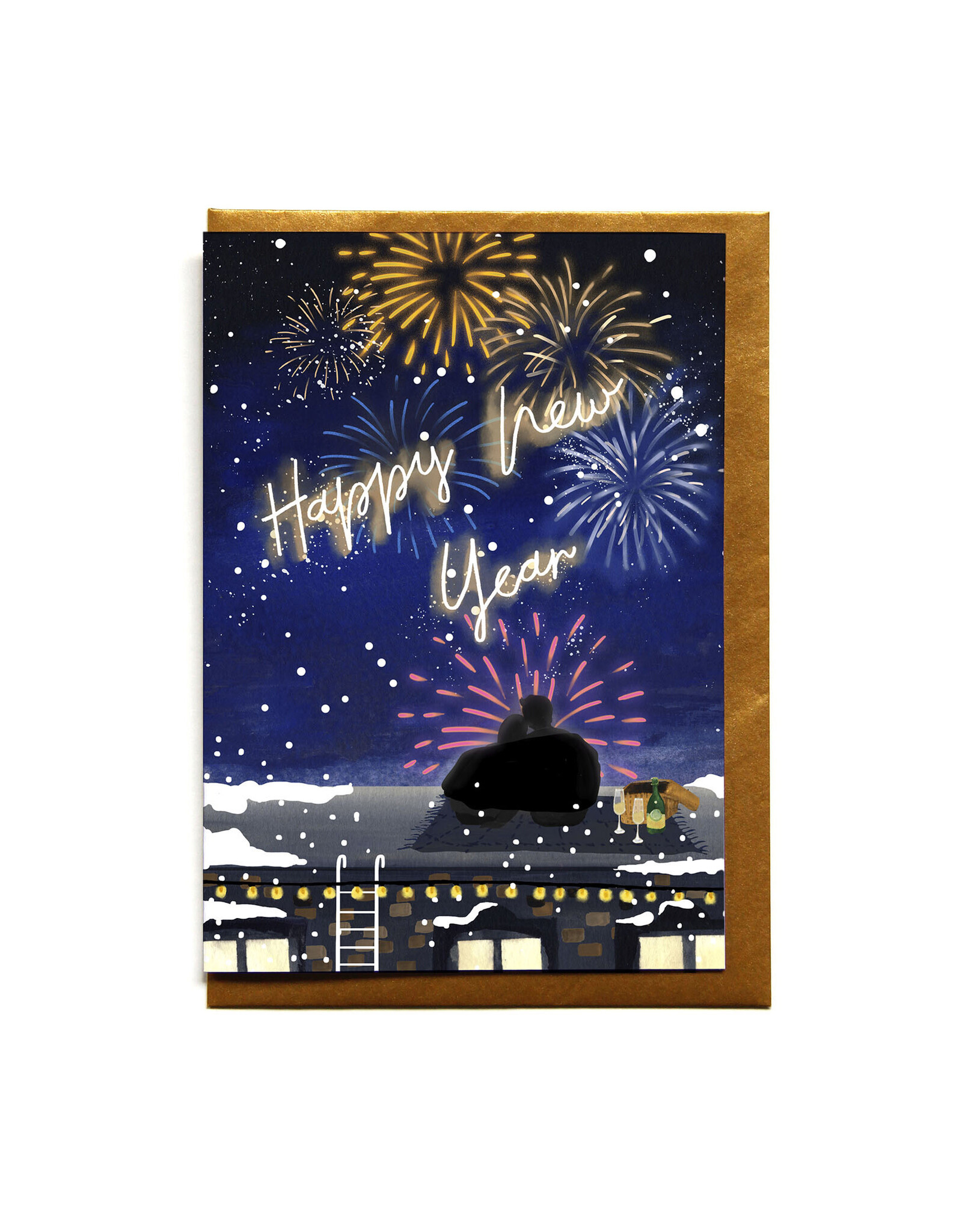 Reddish Design Wenskaart - Kerst - Fireworks - Dubbele kaart + Envelop