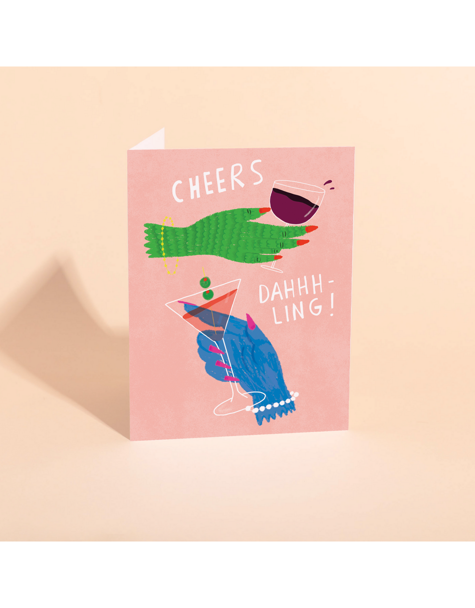 Carolyn Suzuki Goods Wenskaart - Cheers Dahling - Dubbele kaart + Envelop