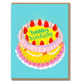 Carolyn Suzuki Goods Wenskaart - Ichigo Cake - Dubbele kaart + Envelop