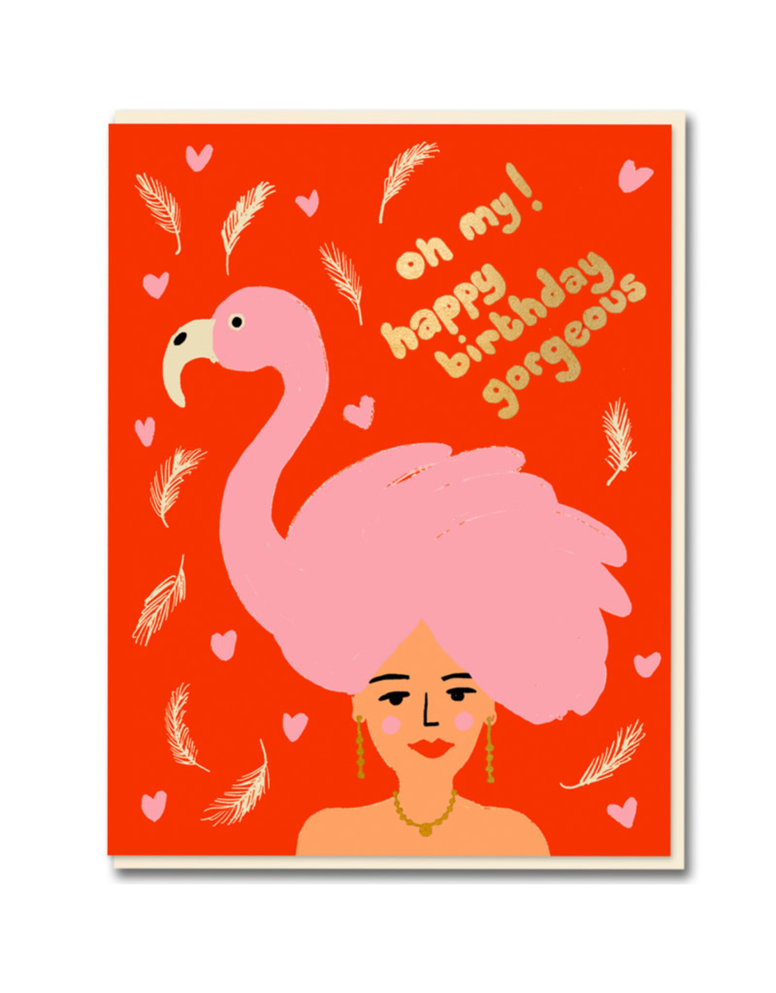 Emma Cooter Draws Wenskaart - Flamingo Girl - Dubbele kaart + Envelop