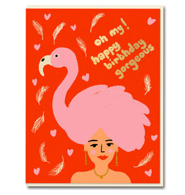Emma Cooter Draws Wenskaart - Flamingo Girl - Dubbele kaart + Envelop