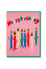 Joyful Wenskaart - Happy Candles - Dubbele kaart + Envelop