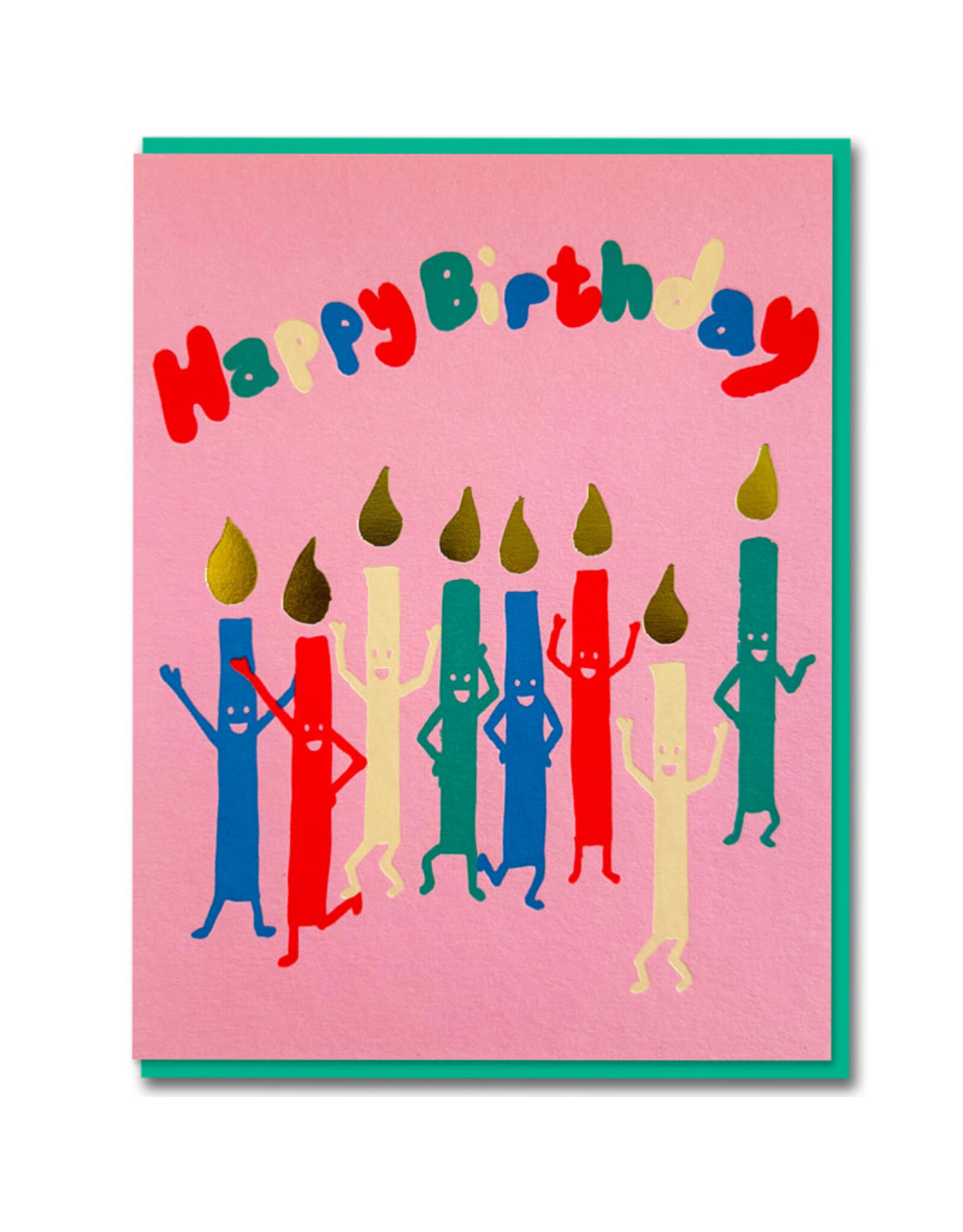 Joyful Wenskaart - Happy Candles - Dubbele kaart + Envelop