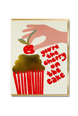 Joyful Wenskaart - Cherries Cake - Dubbele kaart + Envelop