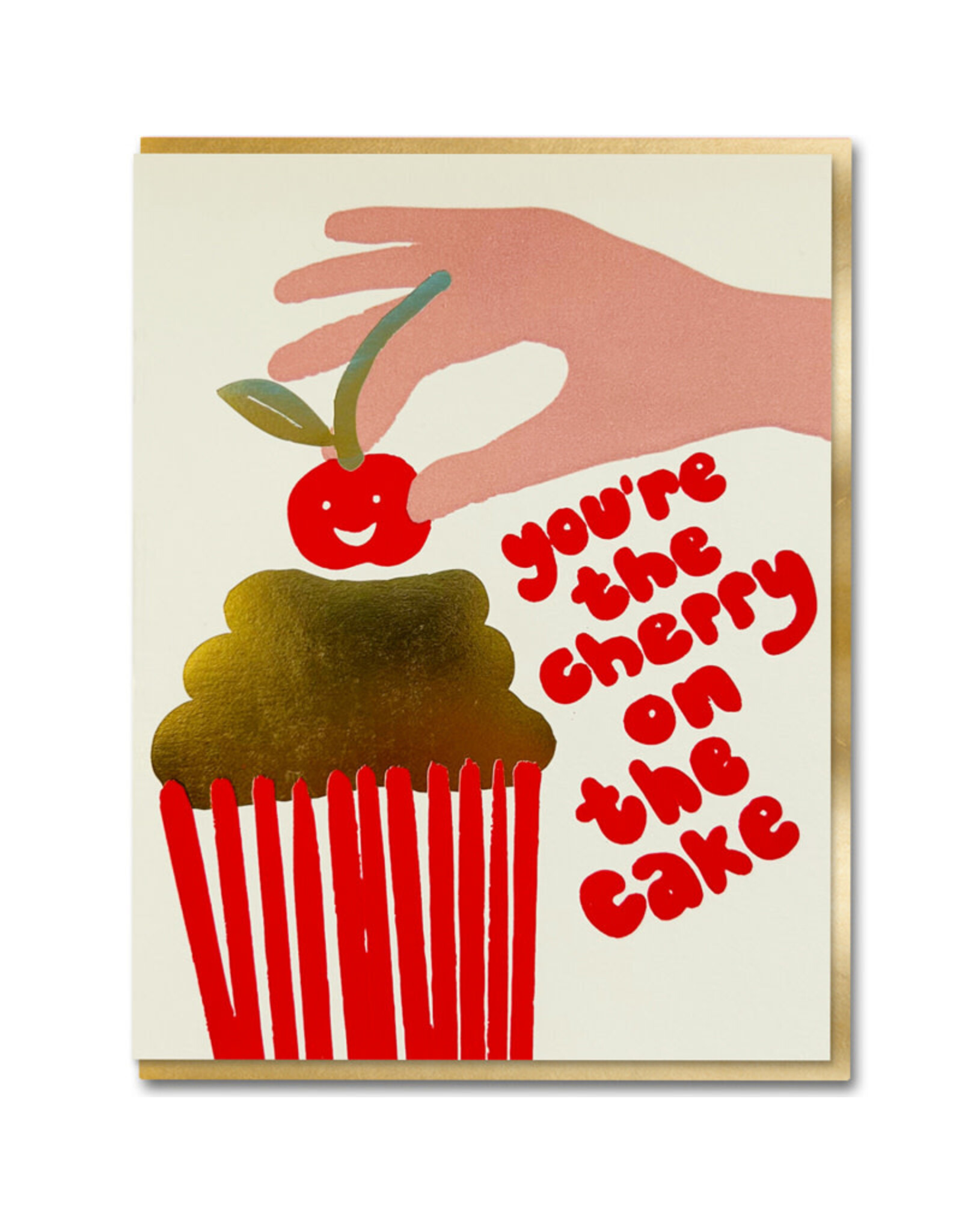 Joyful Wenskaart - Cherries Cake - Dubbele kaart + Envelop