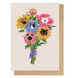 East End Wenskaart - Cat Flowers - Dubbele kaart + Envelop