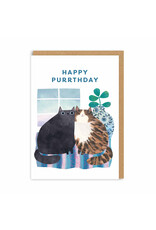 Ohh Deer Wenskaart - Purrthday Black&Tabby - Dubbele kaart + Envelop