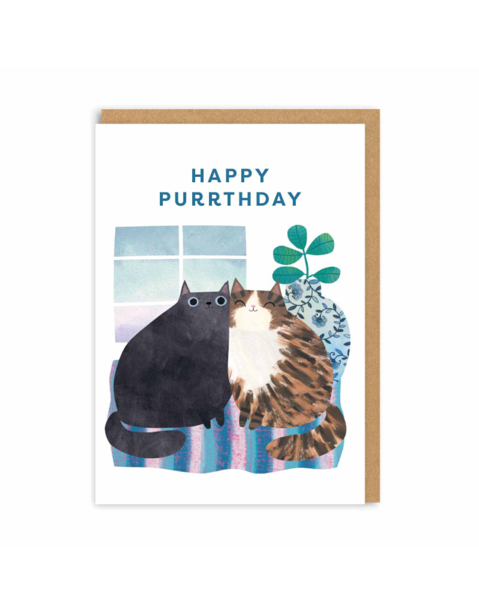 Ohh Deer Wenskaart - Purrthday Black&Tabby - Dubbele kaart + Envelop