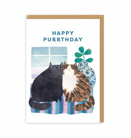 Ohh Deer Wenskaart - Purrthday Black&Tabby - Dubbele kaart + Envelop