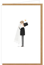 Klein liefs Wenskaart - Huwelijkskus - Dubbele kaart + Envelop