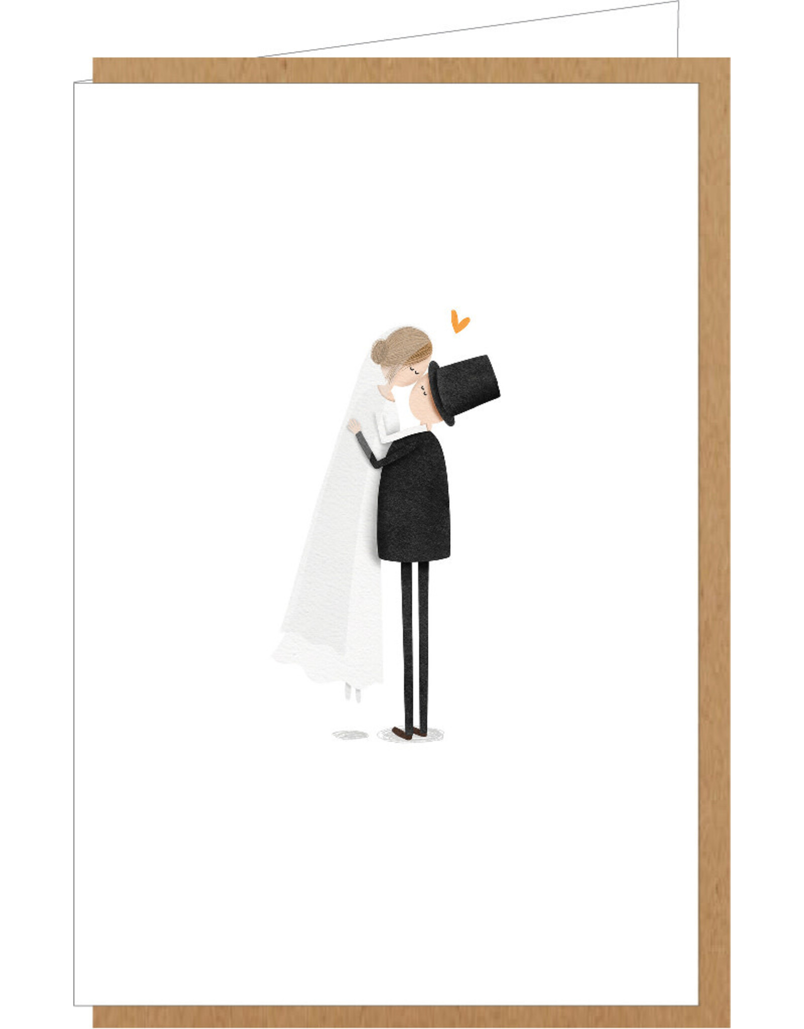 Klein liefs Wenskaart - Huwelijkskus - Dubbele kaart + Envelop