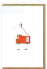 Klein liefs Wenskaart - Brandweer, Veel liefs - Dubbele kaart + Envelop