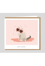 Studio Mie Wenskaart - Kat, Happy birthday - 12,5 x 14 cm