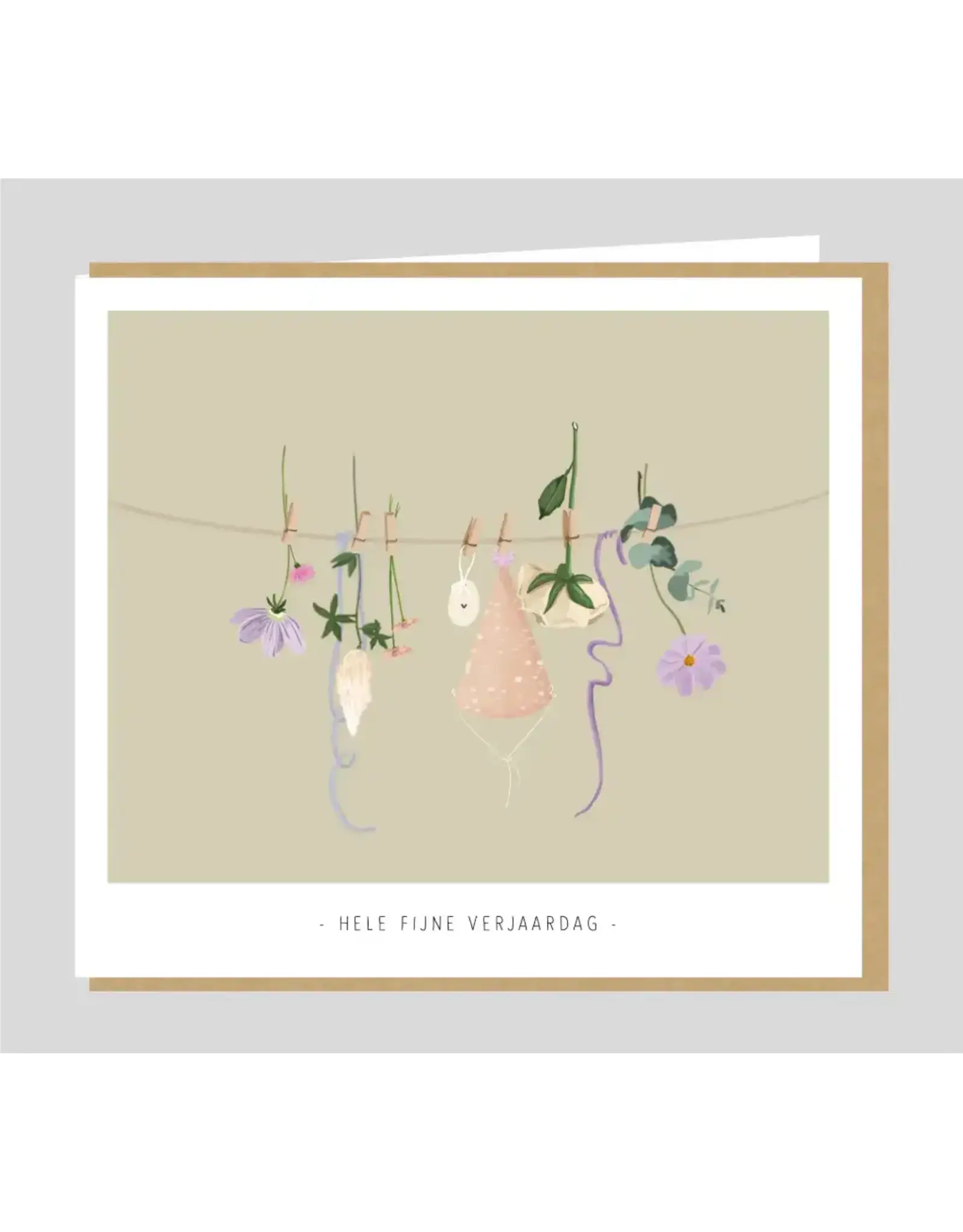 Studio Mie Wenskaart - Hele fijne verjaardag - Dubbele kaart + Envelop