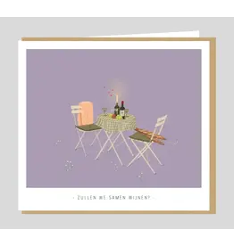 Studio Mie Wenskaart - Zullen we samen wijnen? - Dubbele kaart + Envelop