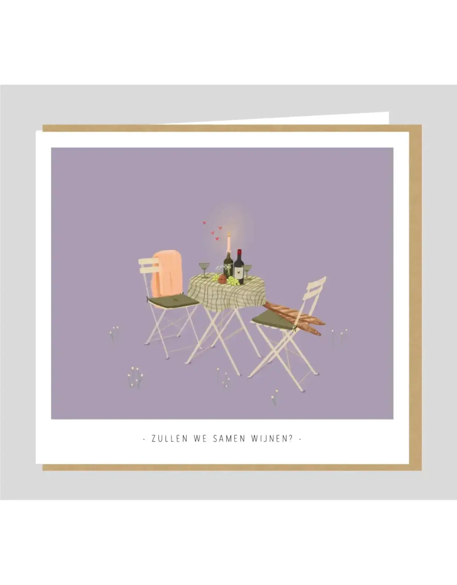 Studio Mie Wenskaart - Zullen we samen wijnen? - Dubbele kaart + Envelop