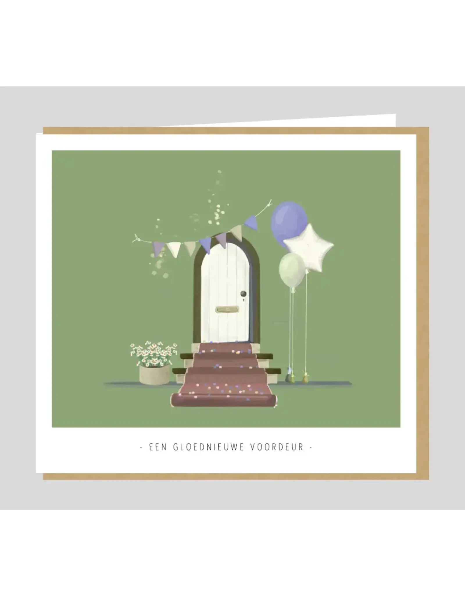 Studio Mie Wenskaart - Een gloednieuwe voordeur - Dubbele kaart + Envelop