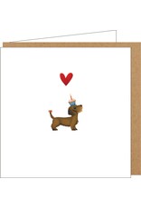 Yon Wenskaart - Teckel met Cupcake - Dubbele kaart + Envelop