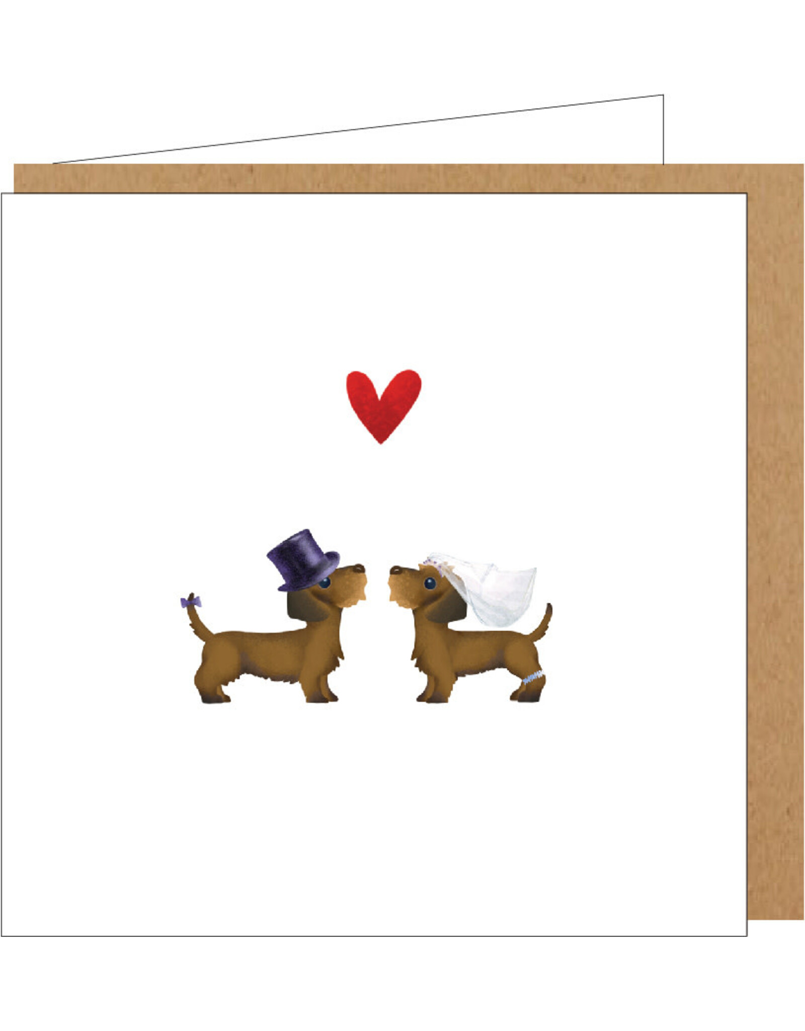 Yon Wenskaart - Teckel Huwelijk - Dubbele kaart + Envelop