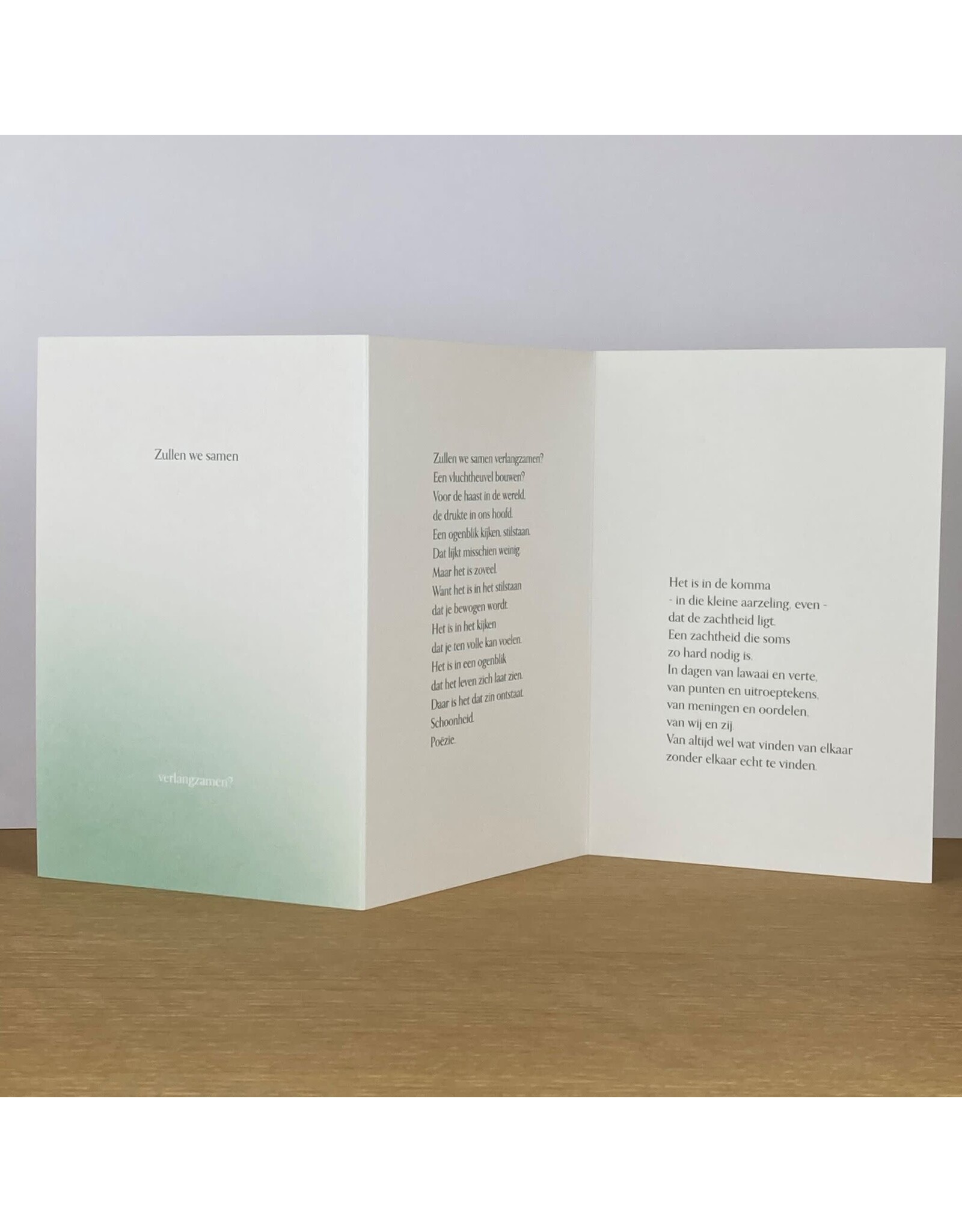 Marlies Verdoodt Wenskaart - Zullen we samen verlangzamen? - Dubbele kaart + Envelop