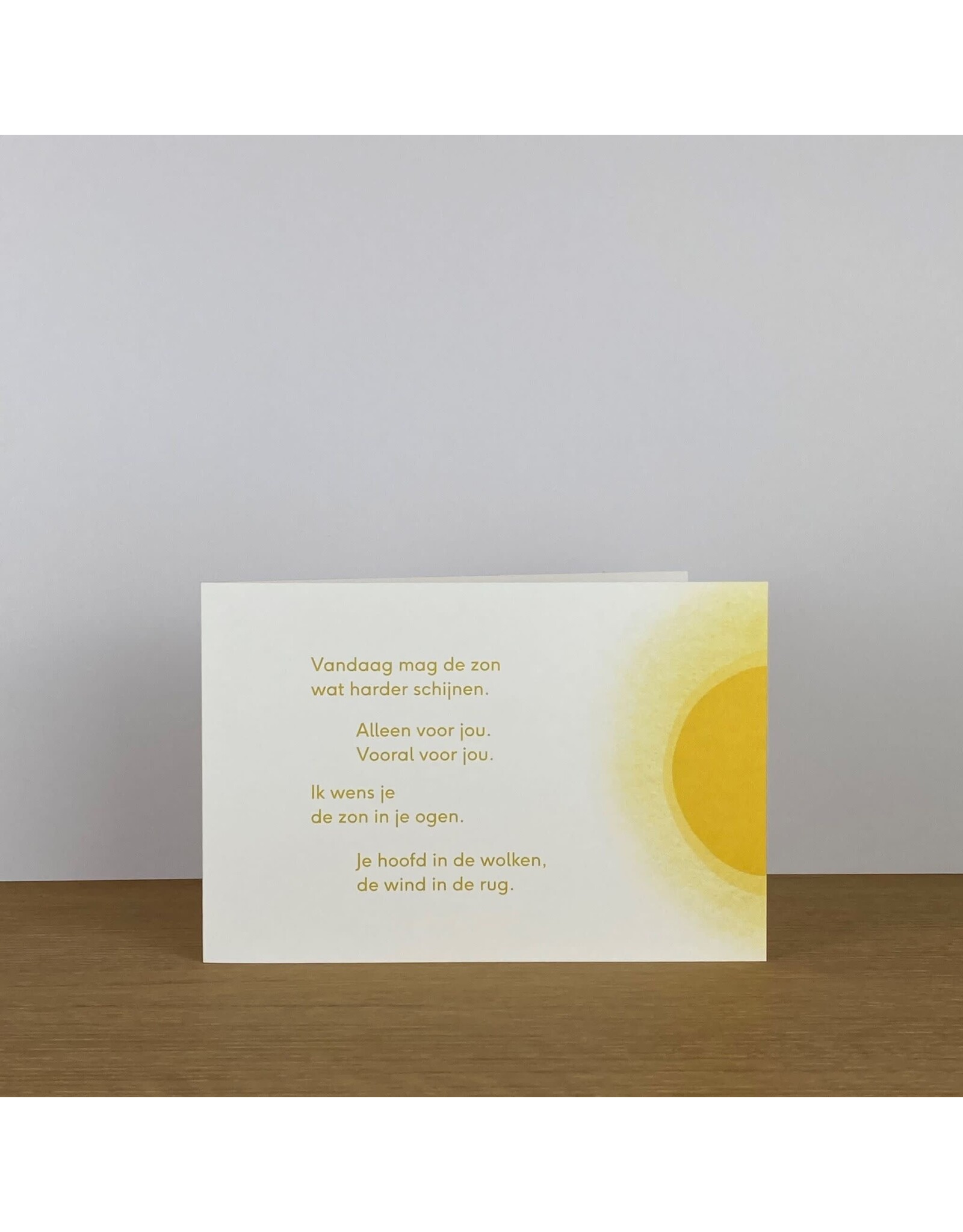 Marlies Verdoodt Wenskaart - Vandaag mag de zon wat harder schijnen - Dubbele kaart + Envelop