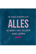 Yett Tegeltje - Ik kan eigelijk alles, Donkerblauw/Roze - 10x10