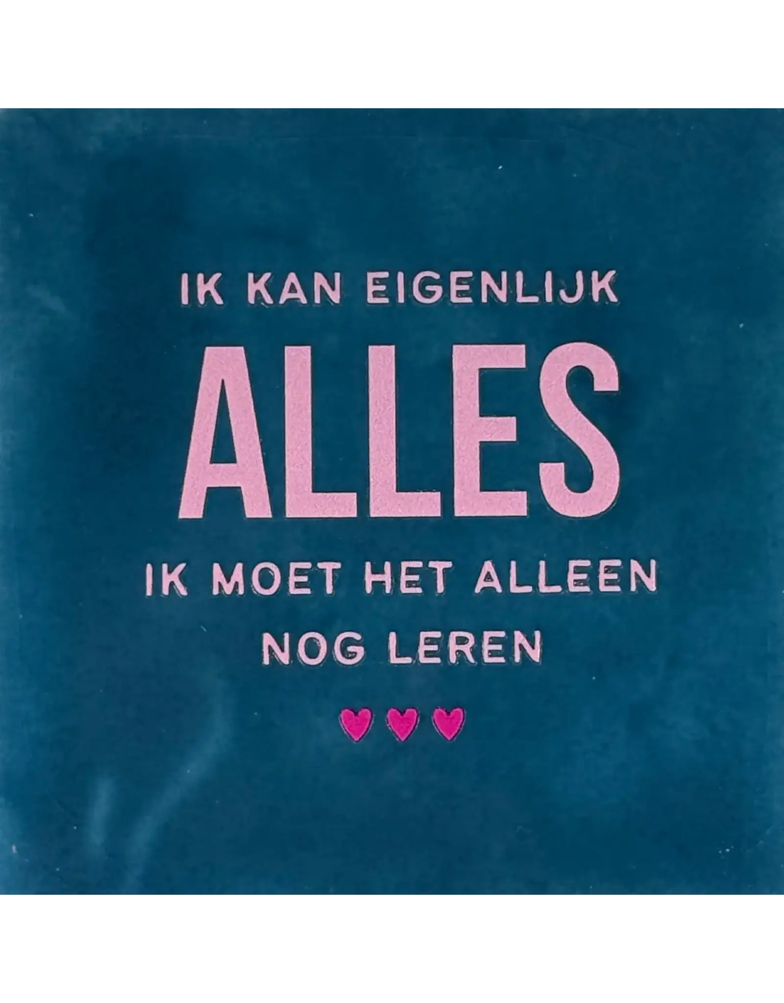 Yett Tegeltje - Ik kan eigelijk alles, Donkerblauw/Roze - 10x10