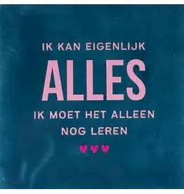 Yett Tegeltje - Ik kan eigelijk alles, Donkerblauw/Roze - 10x10