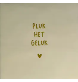 Yett Tegeltje - Pluk het geluk, Crème/Goud - 10x10