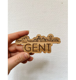WoodWideCities Magneet - Skyline Gent - Eiken